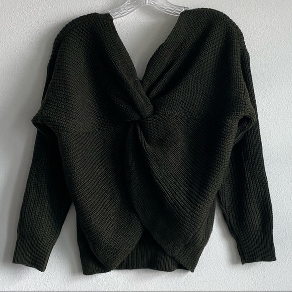 paper heart Womens Twisted Back Sweater Jumper in Olive Green Size S - Picture 3 of 11